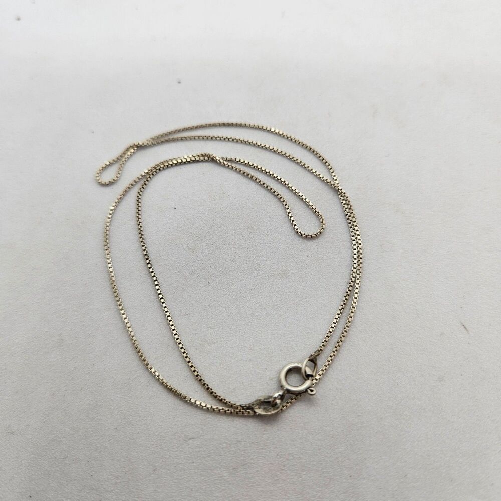 18" Long Sterling Silver Box Chain Necklace 925